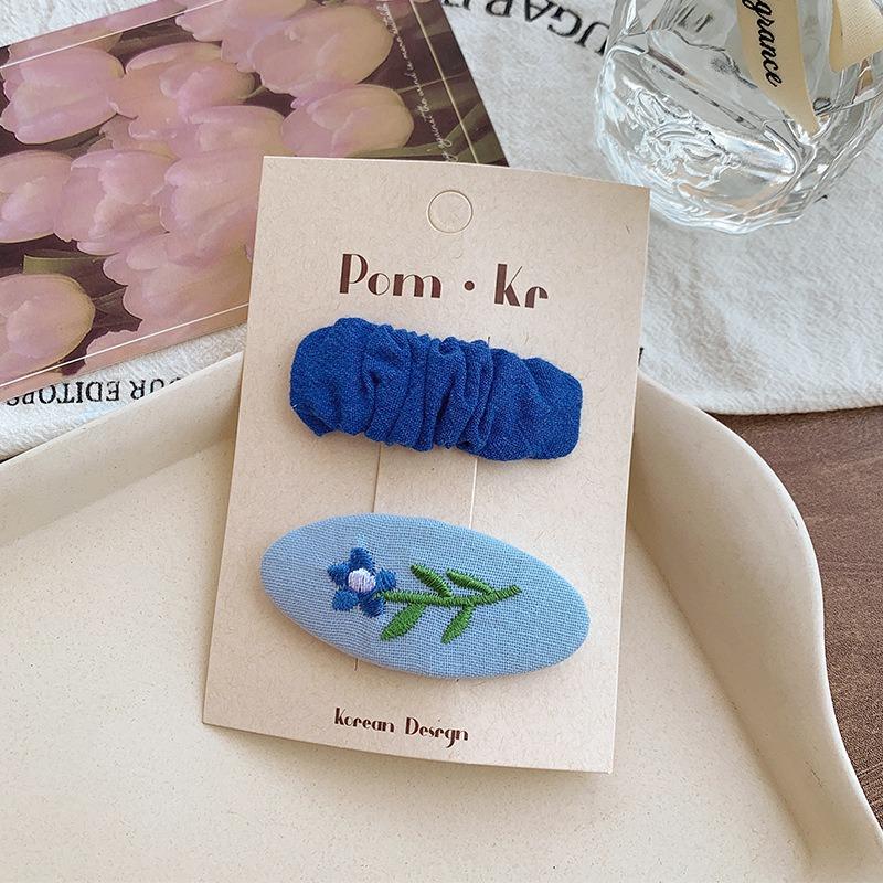 Cute Embroidered Flower Cloth Hairpins Women Girls Hair Clips Pins Barrettes Accessories Hairgrips Headdress Headwear Ornaments