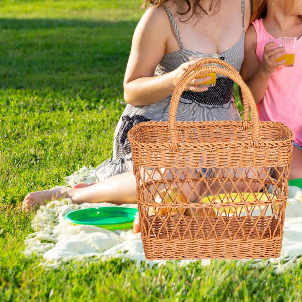Camping Picnic Basket with Handles for Organizing Essentials