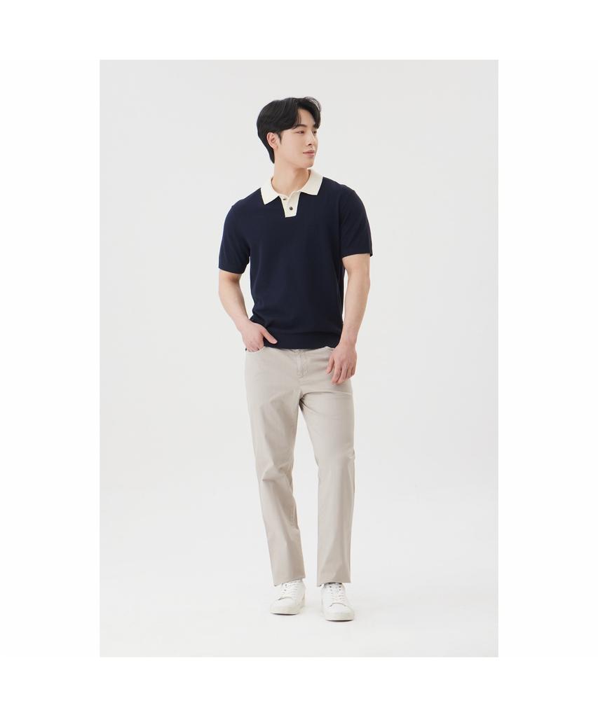 BRENTWOOD [Washable] Color-Blocked Polo Neck Sweater Brwam26531Nyx