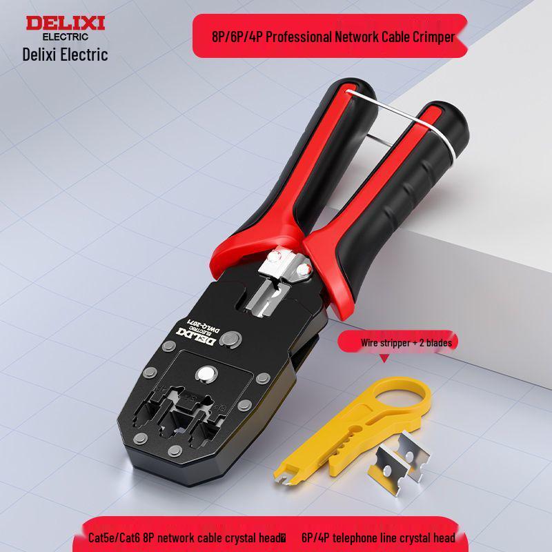 Professional Grade Network Cable Crimper Set with Wire Stripper and Cutter for Category 6 and 6P8P Crystals