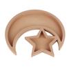 Eid Wooden Dessert Tray Cute Shape Multifunctional Ramadan Wood Moon Tray for Home Ramadan Party