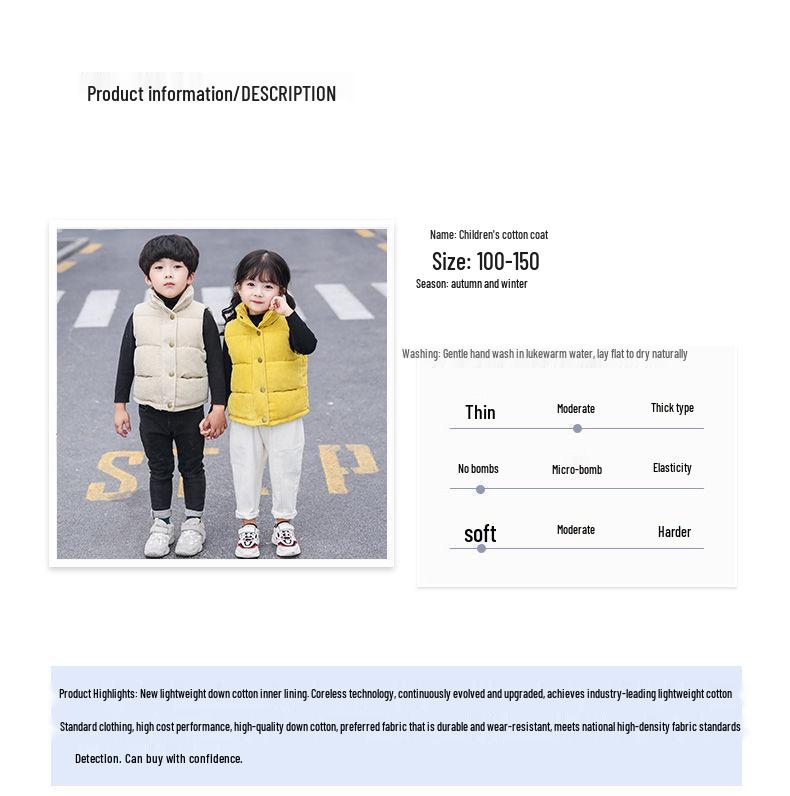 Kinder verdickte Cord-Daunenweste - Warme ärmellose Jacke für Jungen & Mädchen