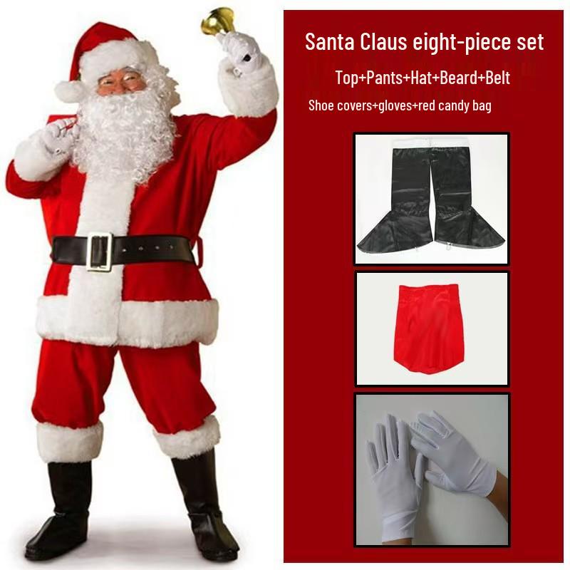 

Plus Size Classic Santa Claus Costume - Extra Thick Christmas Outfit for Holiday Performances L