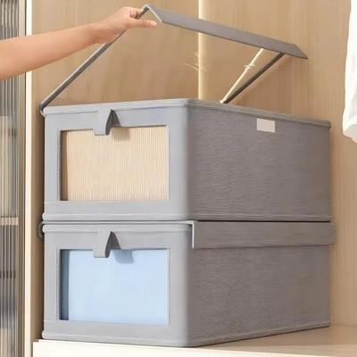 Caixa de Armazenamento de Roupas Empilhável Dobrável com Tampa Organizador de Guarda-Roupa Espessado Durável Organizador de Armazenamento Armazenamento de Roupas