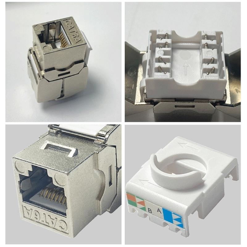 STP Masked RJ45 Keystones Coupler Cat6A Zincs Metal High Speed Data Module