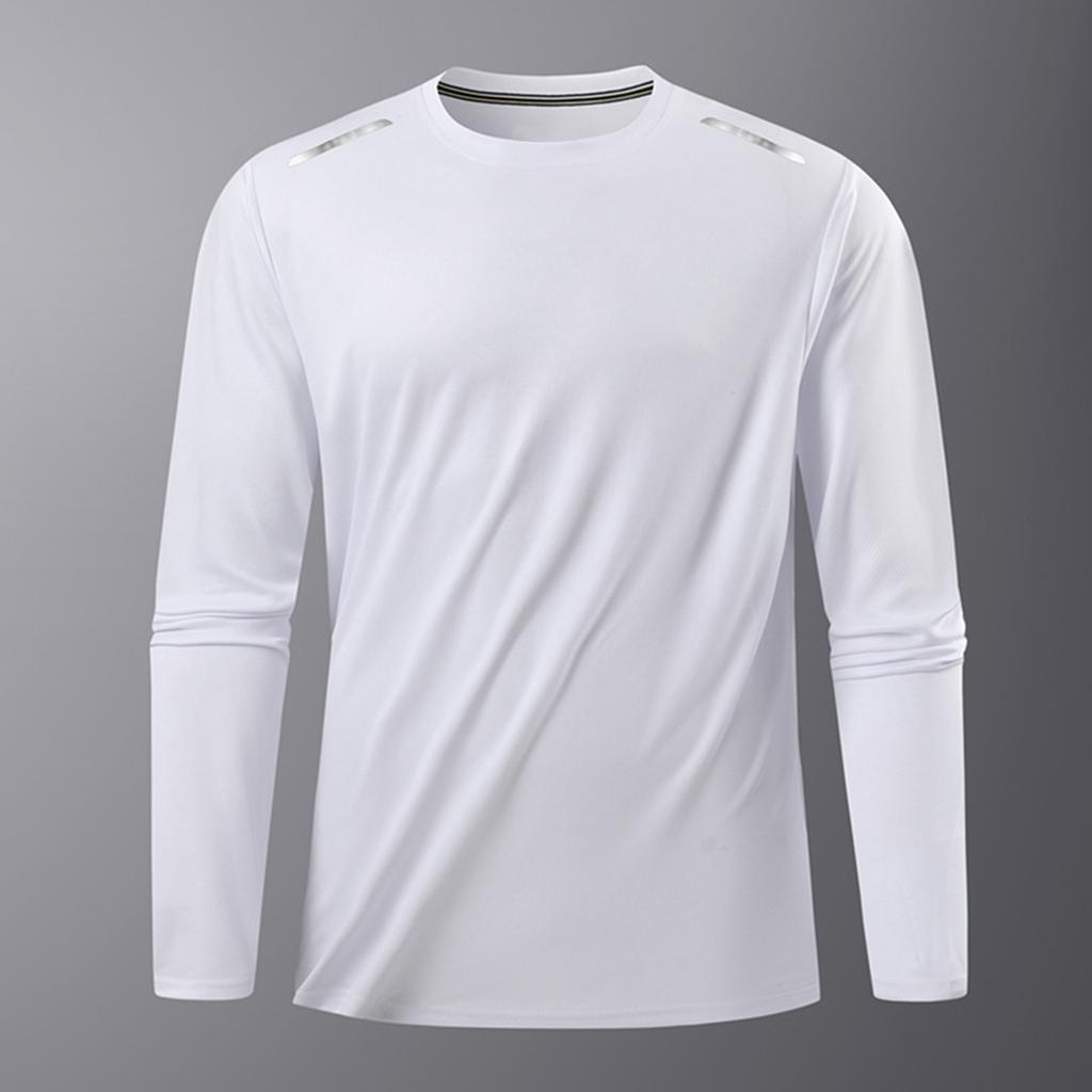 Men's Quick Drying Round Neck T-shirt Long Sleeve Men's Ice Silk Thin Fitness Running Top Bottoming Long Sleeve