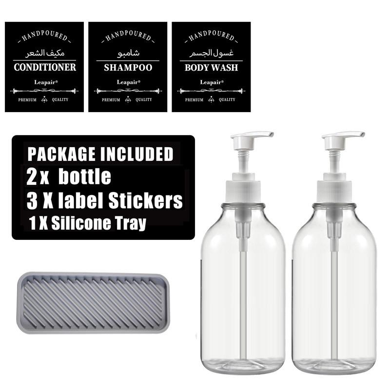 500ml Bathroom Soap Dispenser Bottle Shampoo Shower Gel Refillable Bottle Travel Storage Bottle Transparent Lotion Bottles with Labels