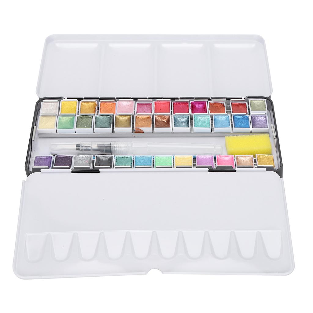 Pearly Lustre Watercolor Paint Portable Bright Color Watercolor Pigment Set with Box