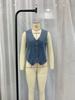 2025 Summer Women's Casual Denim Vest and High Waist Skirt Set with Lapels