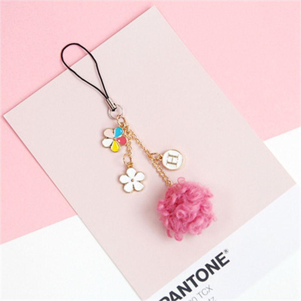 Girl Gifts Mobile Phone Strap Smart Phone Strap Fluffy Phone Strap Fur Ball Lanyards Phone Pendant