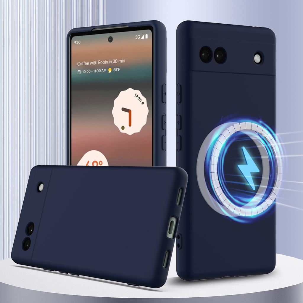 For Google Pixel 6a Magnetic Case Anti-Drop Liquid Silicone Phone Cover
