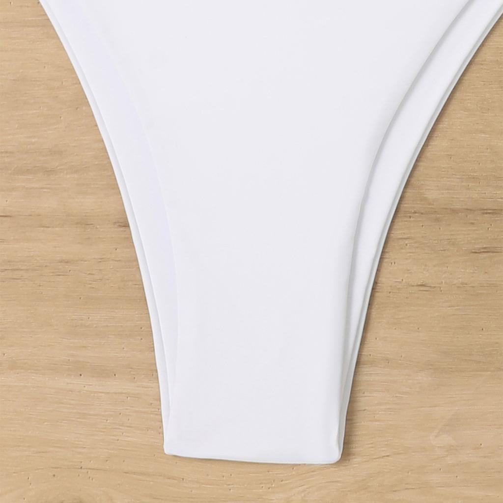 Women's Soild Color 3D Floral Split Top Fashionable Beach Bikini Swimsuit