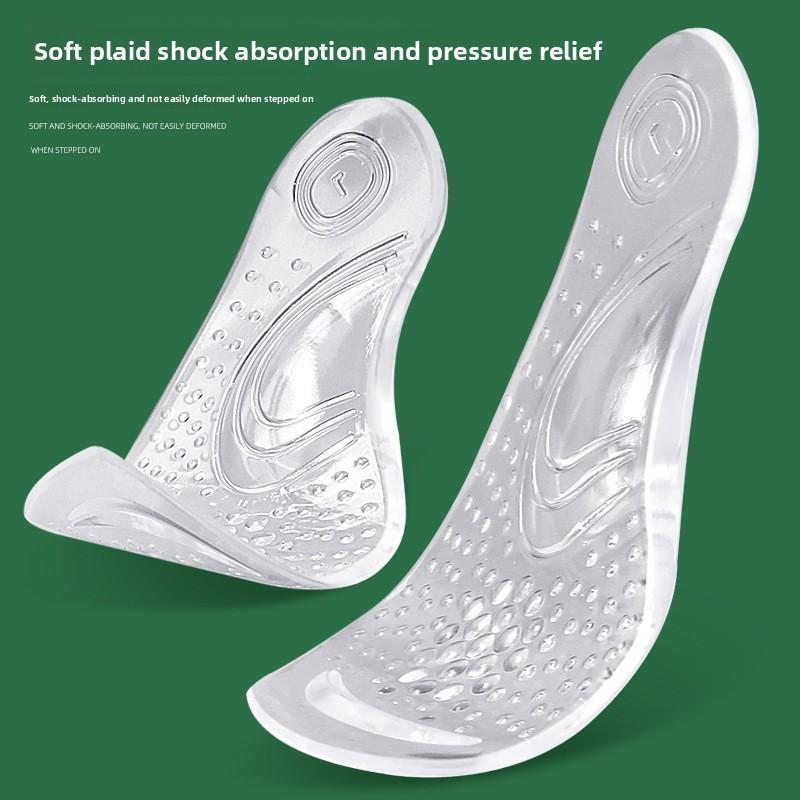 

Arch Support Insole, Male and Female Soft Particle Anti-skid Shock Absorption Soft Sole Flat Foot, Half Pad Foot Pad one size fits all прозорий
