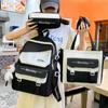 Four-piece Schoolbag Korean Version Simple Junior High School High School Campus Student Bag College Student Backpack Fresh Cute Backpack