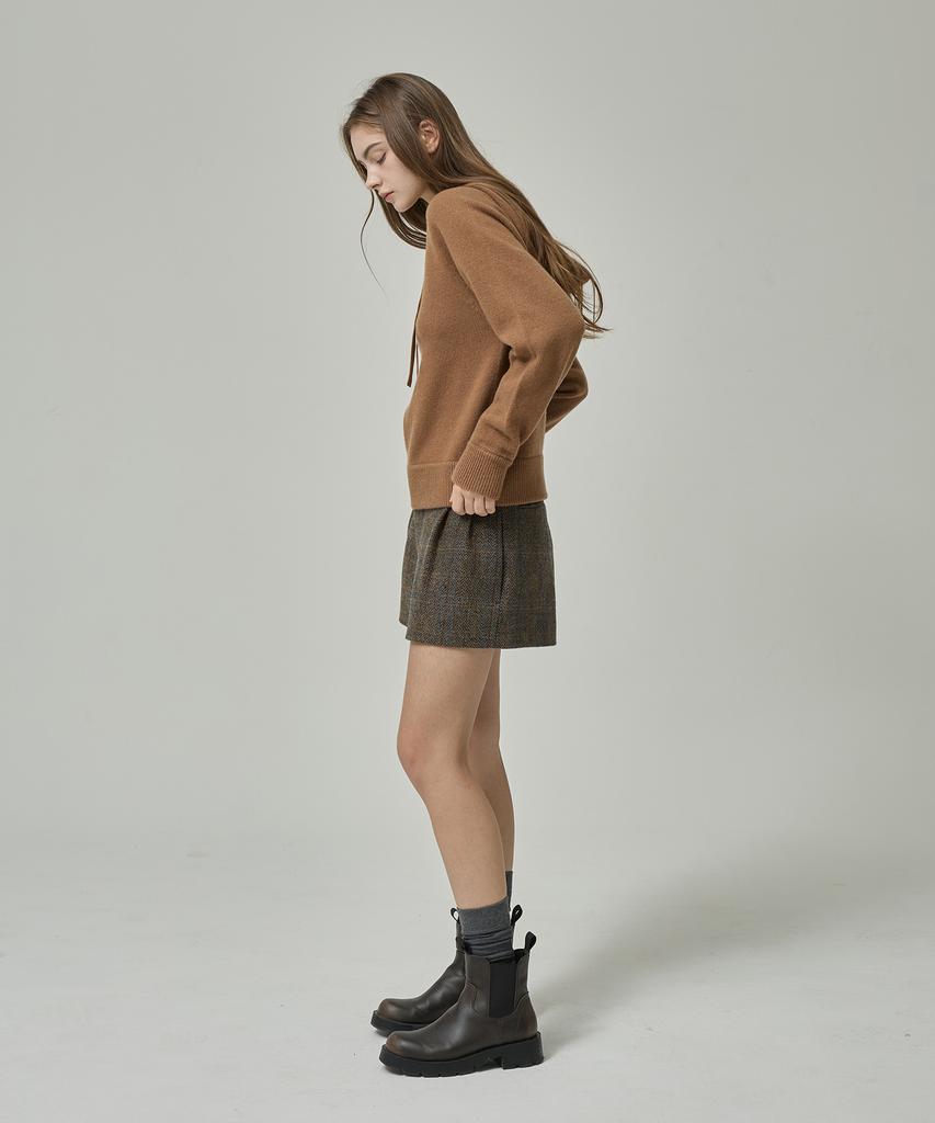 Lapineatteullie Premium Cashmere Knit Hoodie Camel