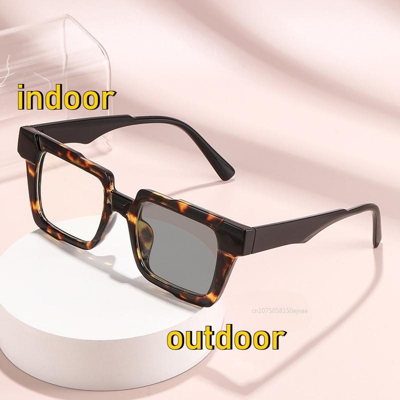 Vintage Photochromic Myopia Glasses Tortoiseshell Square Glasses Women Men Oversized Large Myopia Glasses  Miopes 0 To -4.0