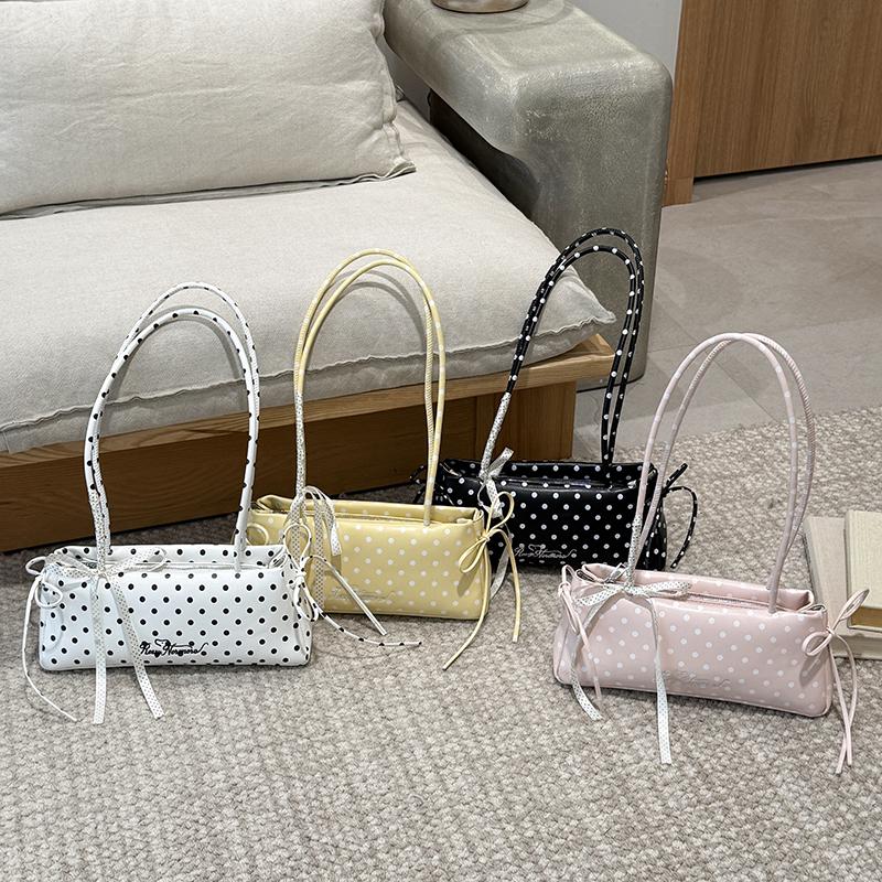 Fashionable Polka Dots PU Leather Sweet Girls Underarm Bag Women's New Fashion All-match Commuter Shoulder Bag Female Daily Use