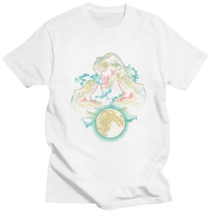 Dinosaur Moon Funny Parody Meme T Shirt for Unisex Tshirts Fashion Streetwaer Short Sleeve Tee Shirt Slim Fit Clothing