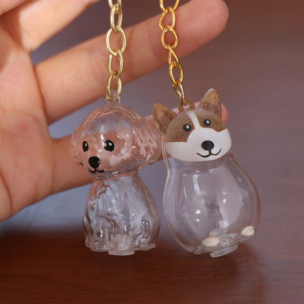 Hair Grooming Dog Hair Storage Box Transparent Puppy Pendants Pet Hair Keychain  Pet lovers