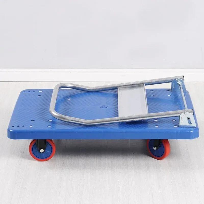 Household Goods Folding Trolley Pull Goods Small Trolley Warehouse Trailer Portable Four-wheel Trolley Handling Flatbed Truck