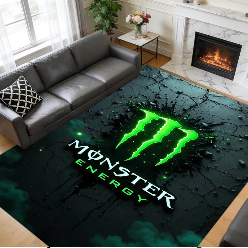 Tappeto in Peluche di Cristallo con Stampa Monster Energy Anti?Indumenti da notte?Tappeto da Pavimento Resistente per Decorazione Domestica Interna