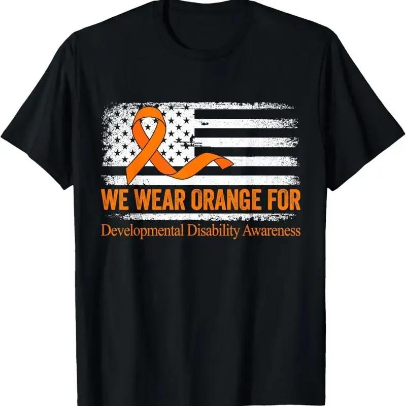 Us American Flag We Wear Orange For Developunisextal Disability T Shirt