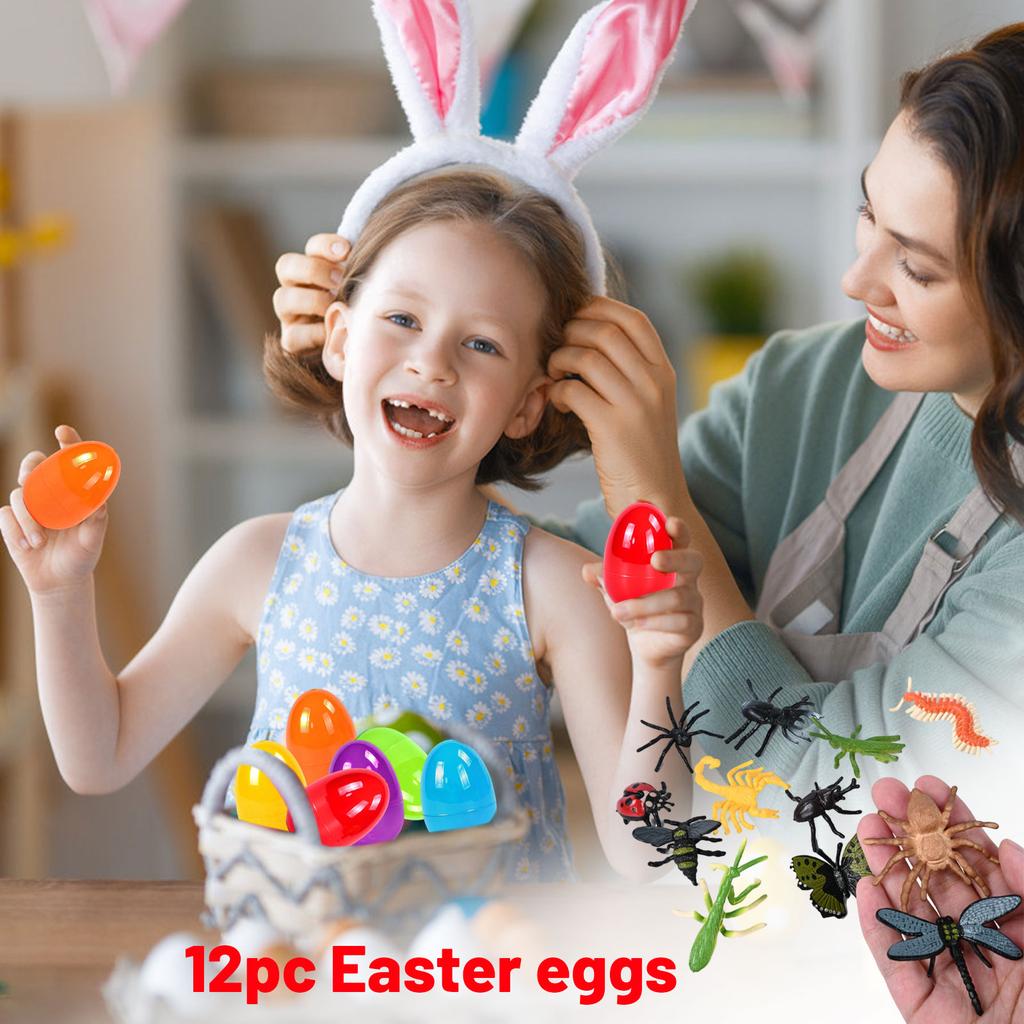 12 Types Of Surprise Egg Insect Prank Capsule Toys, Children's DIY Easter Egg Toys