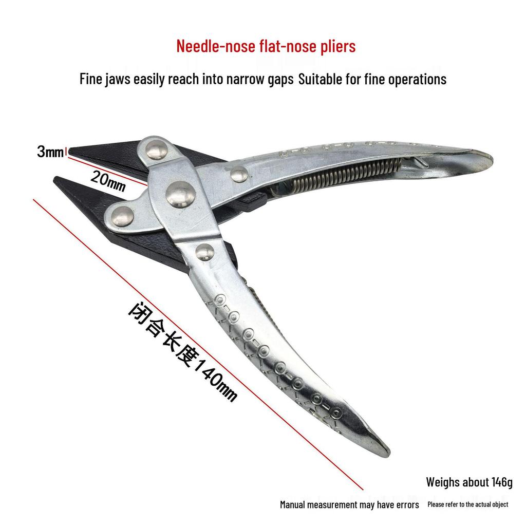 Jewelry Metalworking Three-Piece Pliers Set: Needle-Nose, Flat-Nose, Round-Nose, Anti-Slip Handles with Spring