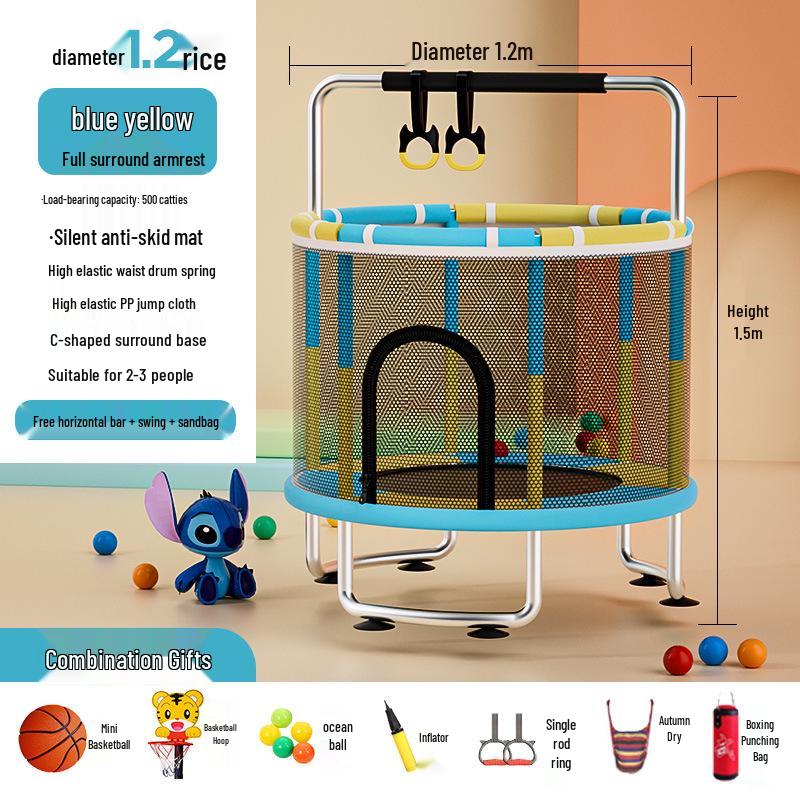 Indoor Family Trampoline with Safety Net for Kids and Adults