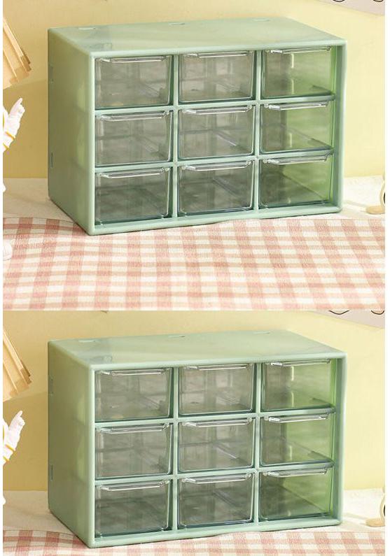 4pcs 9 Grid Storage Boxes Organizer Transparent Small Drawer Partitioned Student Desktop Wall-mounted Sundries Storage Box Cute