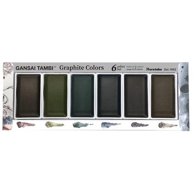 Kuretake Sulu Boya Seti, Gansai Tambi Grafit Renkler, 6 Ton, MC20GR/6V