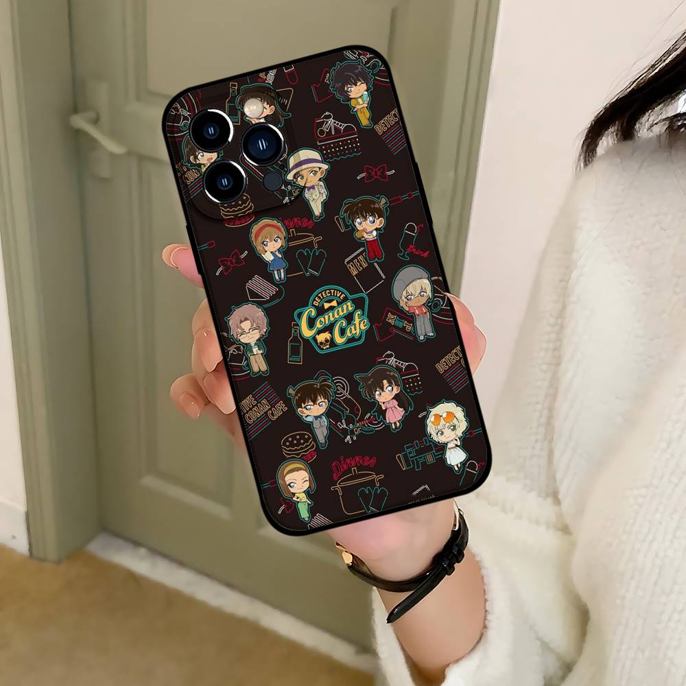 D-Detective C-Conan Phone Case For IPhone 1716 15 14 13 Pro Max 11 12 Mini X Xs XR Black Silicone Cover