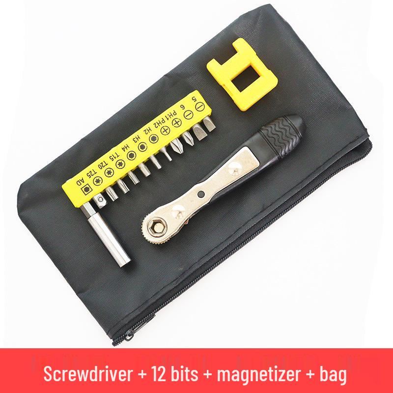 Compact 36-Tooth Ratchet Screwdriver for Tight Spaces with L-Shaped Bent Wrench