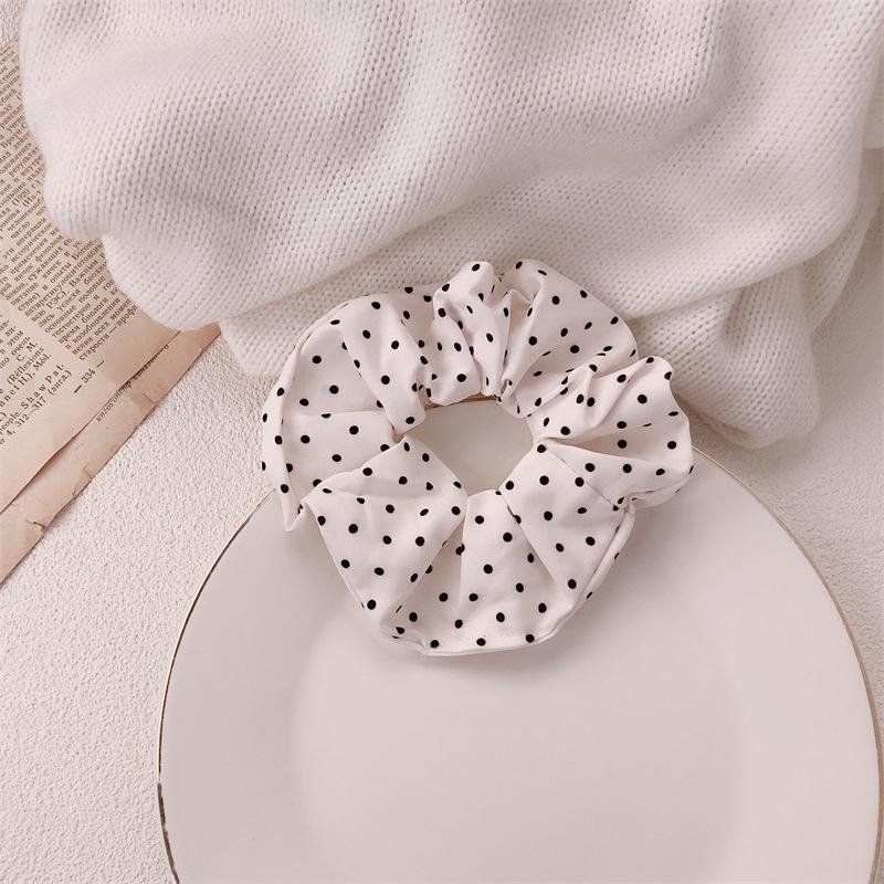 Chouchou d'été en satin et tulle à pois violets - Élastique à cheveux pour femme à haute élasticité
