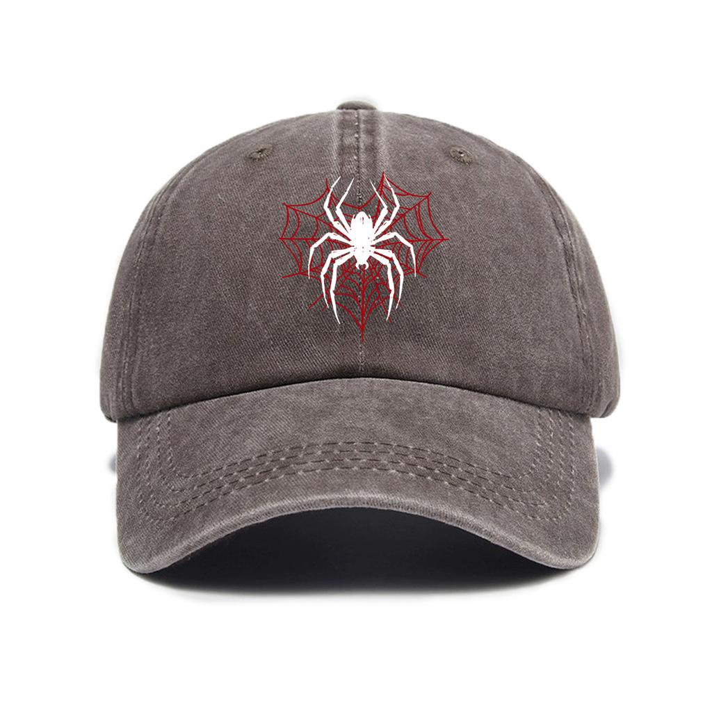 Top Water Washed Old Printed Baseball Cap Adult Versatile Hot Selling Spider Printed Water Washed Old Soft Top Sunshade Baseba