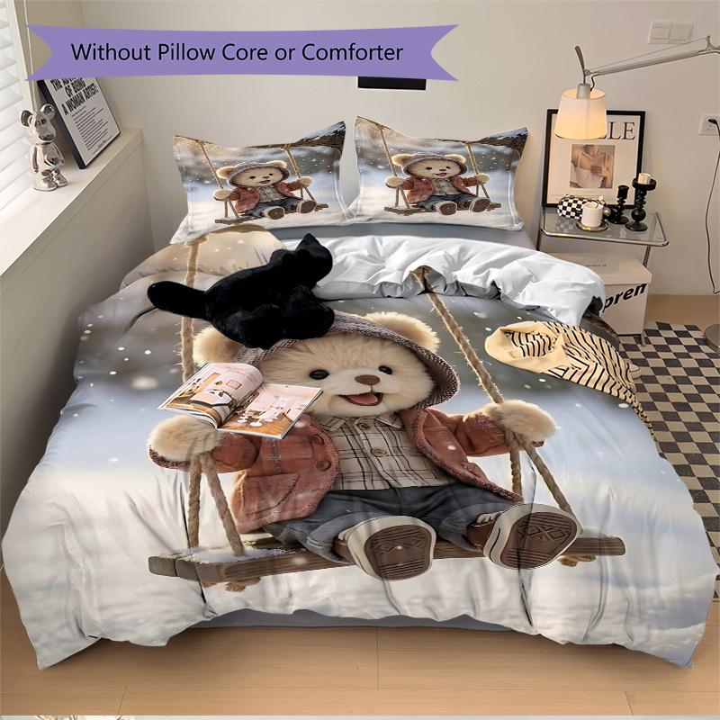 

3 шт. Аниме Мультяшный Дизайн Комплект Постельного Белья - Включает Один Пододеяльник и Две Наволочки (Нет ядра) - Праздничный подарок для декора спальни и гостевой комнаты 135x200cm