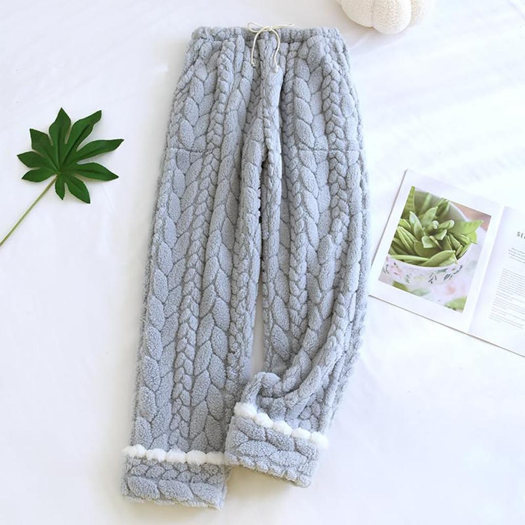 Women's Fleece Wide-leg Pants, High-waisted Drape Glutinous Rice Pants, Casual Straight-leg Thickened Woolen Pants