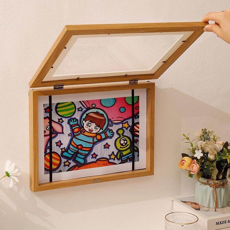 

A4 Magnetic Wooden Flip Cover Frame: Ideal for Photos, Artworks, Awards, and Certificates A4