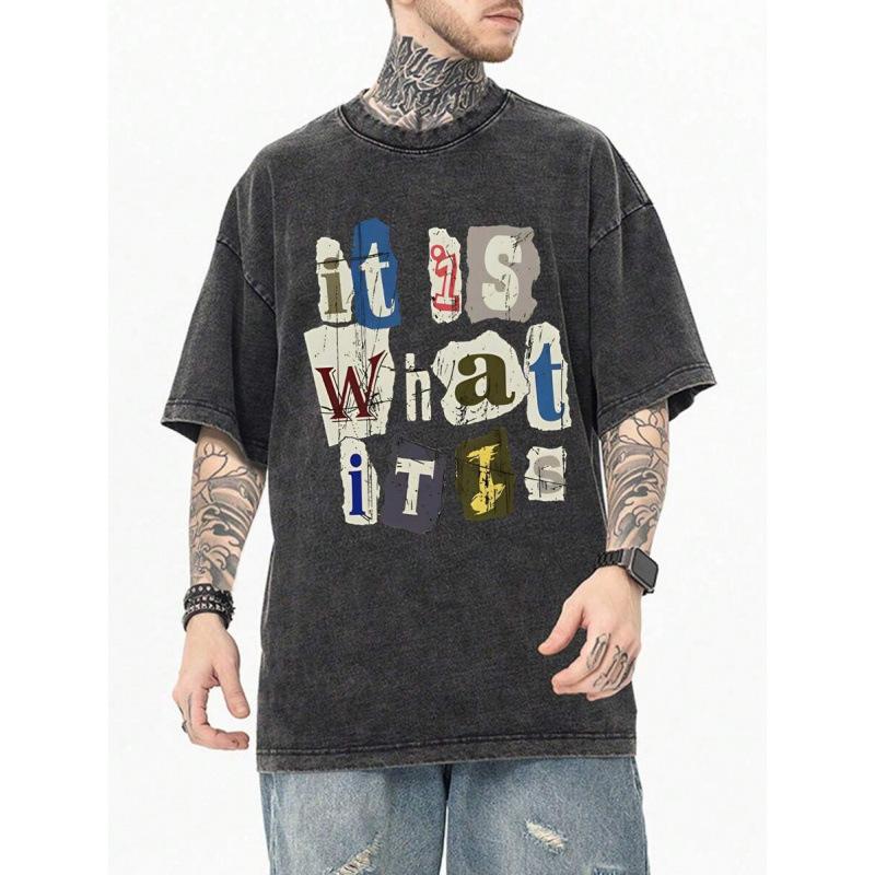Itsha Retro Men Cotton Rtprintwisteesc230Teeforhitg Straight M чёрный