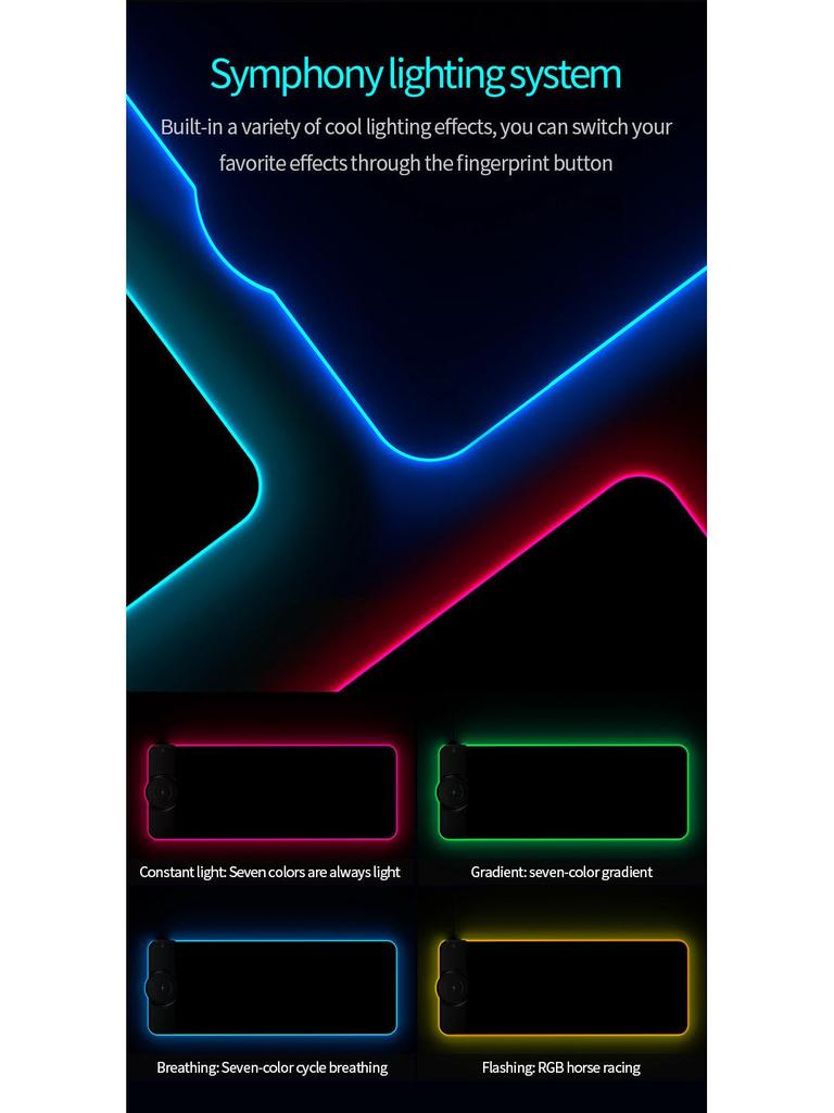 RGB Gaming Mouse Pad with Wireless Fast Charging (15W/10W/7.5W), Soft Surface, Colorful Light Effects, Phone Charger