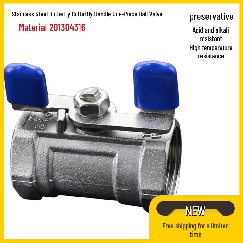 

Stainless Steel Ball Valve with One-Piece Butterfly Handle, Sizes: 1/4 , 3/8 , 1/2 , 3/4 , 1 304 Stainless Steel DN8 Length 40MM