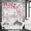 Exquisite Peach Blossom Shower Curtain Set - Water-Resistant & Quick-Drying, Includes 4 Pieces