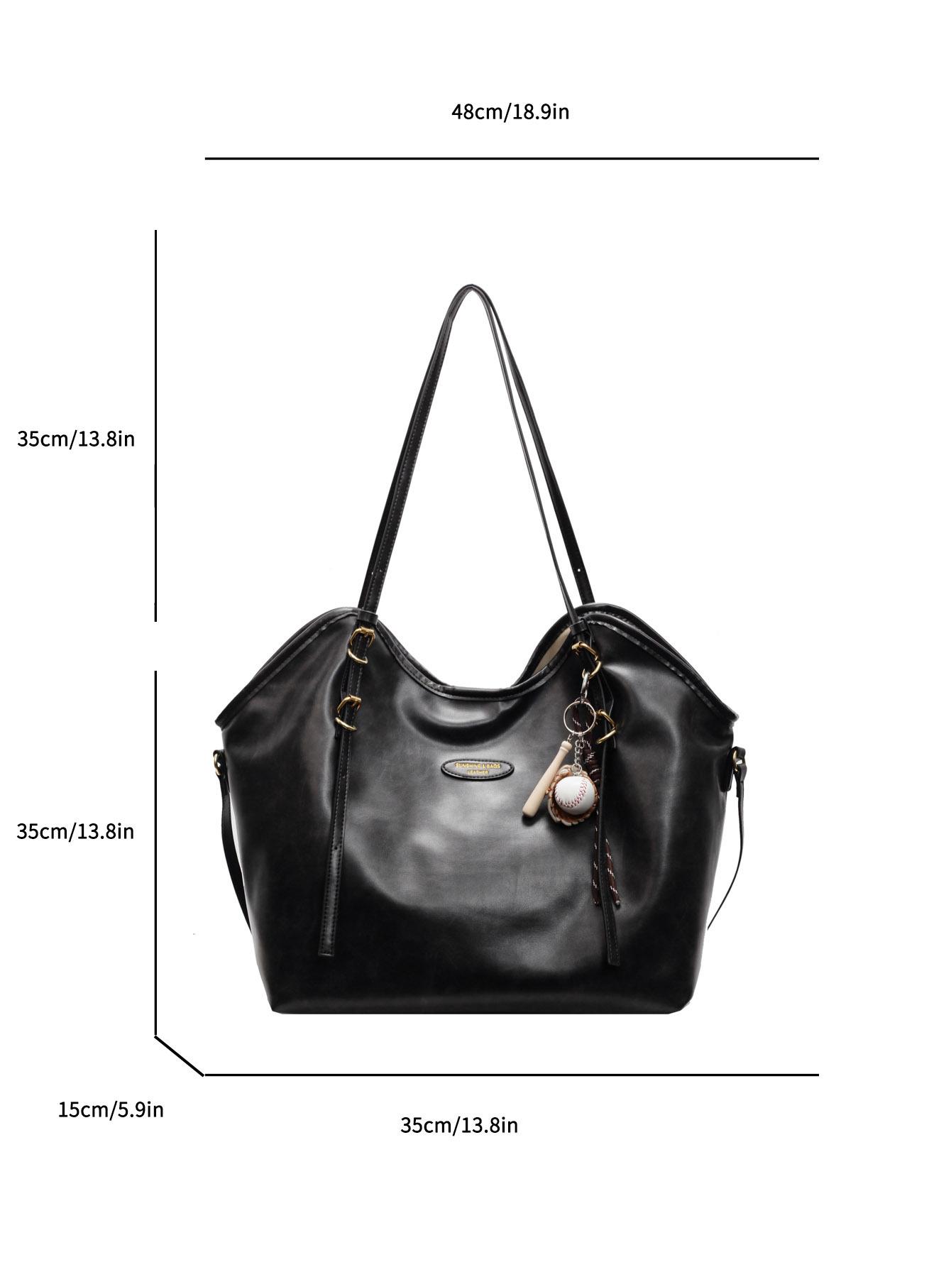 

2025 new women s bag new trendy retro commuter tote bag large capacity oblique span bag slack foreign style single no pendant чёрный