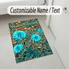 Floral Garden Theme Crystal Velvet Rug Personalized Custom Name Text Soft Floor Mat Home Decor