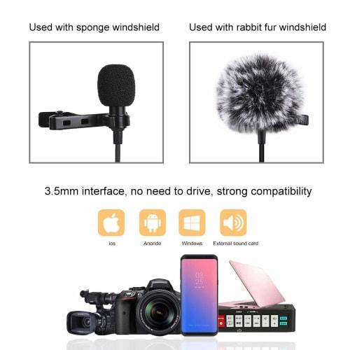 PULUZ Mini Microphone, 3.5mm Jack, 6m Cable Length, Wired Condenser Microphone with Clip, Omnidirectional, Suitable for Live Broadcasts, Meetings, Dis