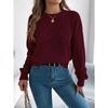 Women's Knitted Sweater - Solid Colour Lace-Up Lantern Sleeve Pullover Halloween Ladies' Top