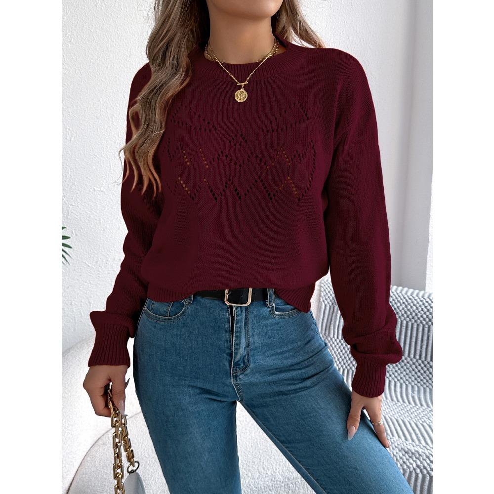 Women's Knitted Sweater - Solid Colour Lace-Up Lantern Sleeve Pullover Halloween Ladies' Top