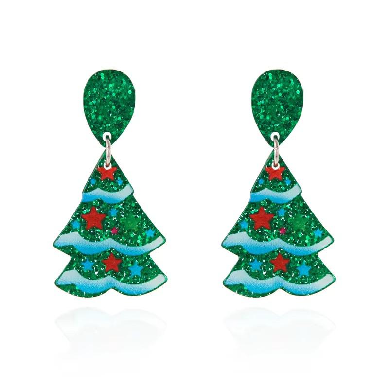 European & American Christmas Tree Acrylic Earrings - Cute, Versatile Holiday Party Accessories