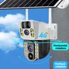 Solarbetriebene Kamera, 4G/WLAN HD-Sicherheitsüberwachung, Dual-Objektive, Nachtsicht, KI-Personenerkennung, CCTV-Monitor.