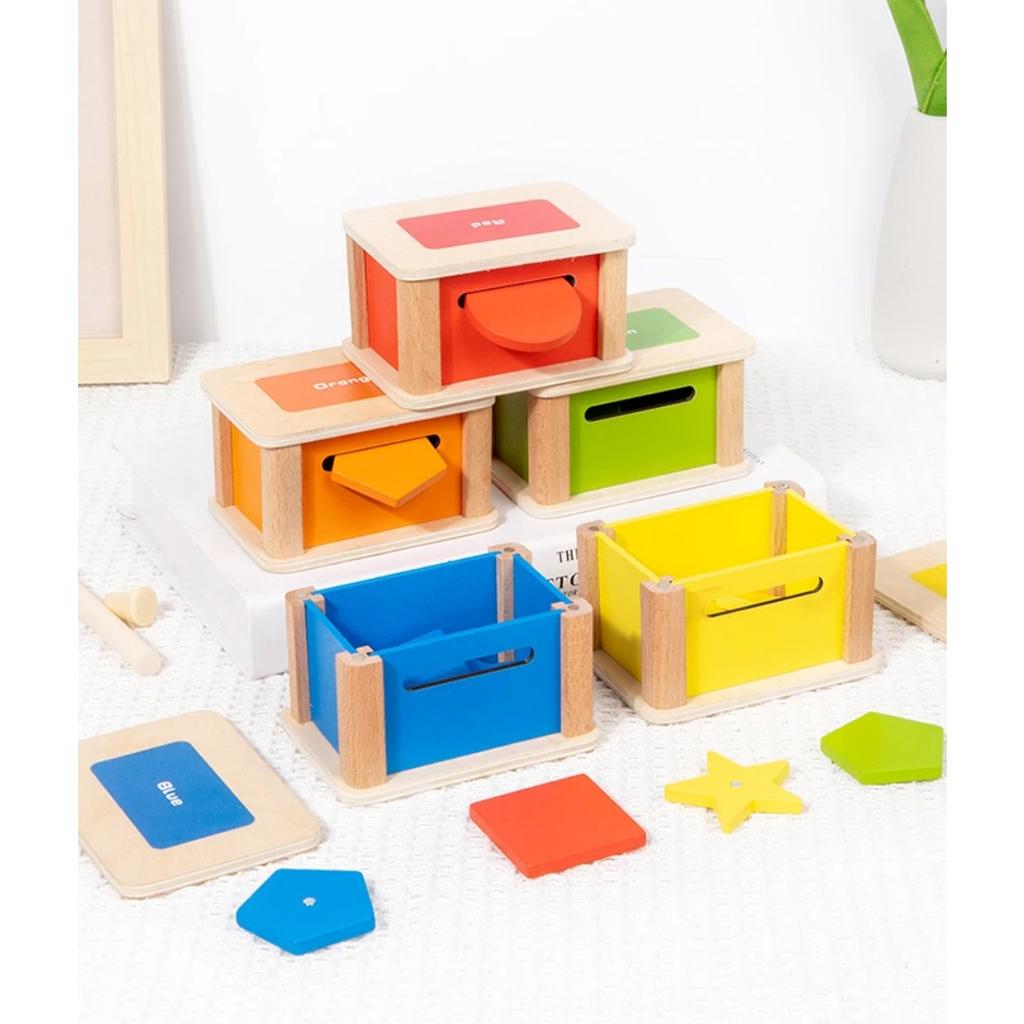 Baby Montessori Color Shape Sorting Toys Wooden Fine Motor Training Sensory Coin Box Magnetic Matching Games Educational Toys